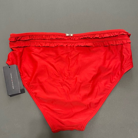 NWT Tommy Hilfiger Women's Red Ruffle Trim Bikini Bottom - Picture 2 of 2